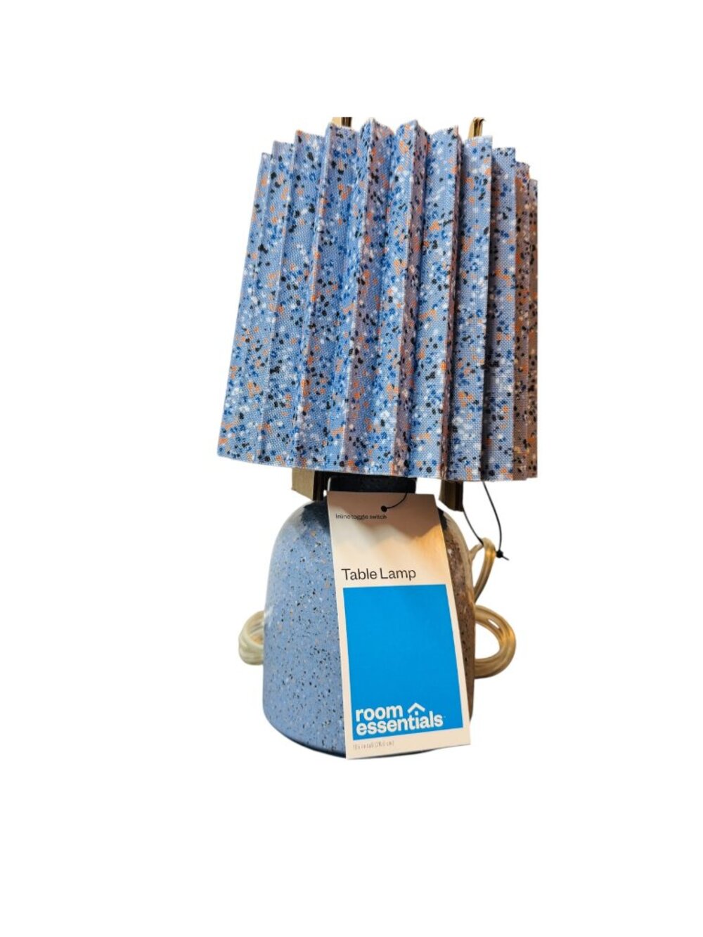 Room Essentials Blue Speckled Ceramic Table Lamp With Accordion Shade - 10.5 Inc